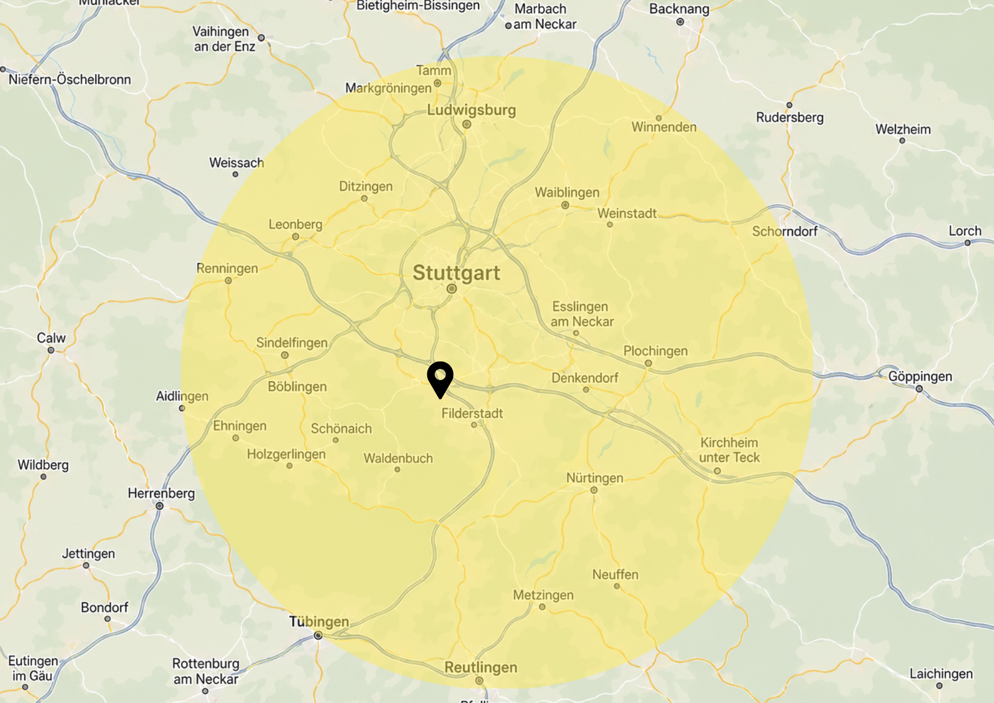 Einsatzgebiet - Großraum Stuttgart mit den Regionen Stuttgart, Böblingen, Ludwigsburg, Waiblingen, Esslingen, Reutlingen und Tübingen.